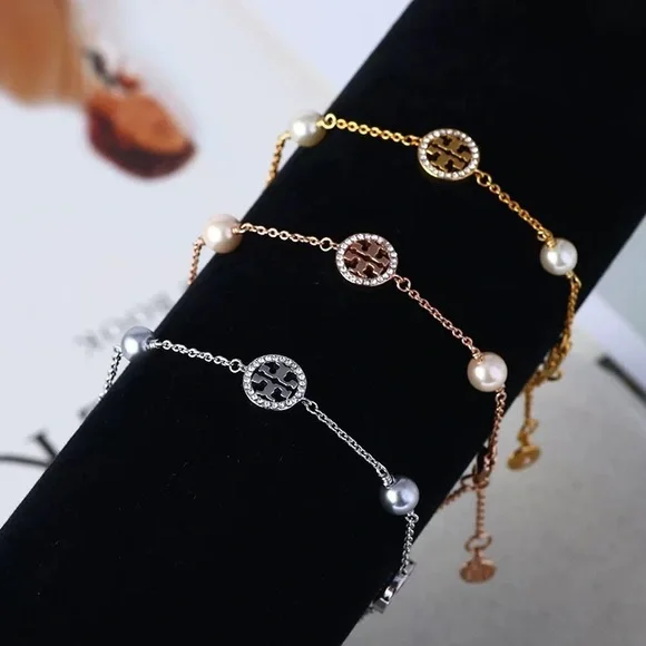 Tory Burch Silver Gemstones Circle Bracelet - Picture 6 of 8